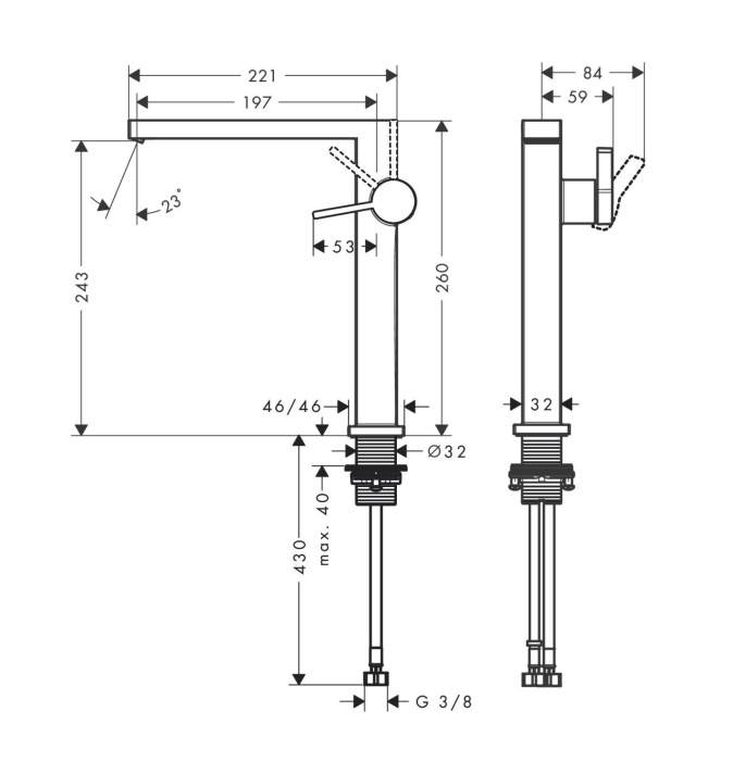 Однорычажный смеситель для раковины Hansgrohe Tecturis E 73070140 CoolStart, с клапаном push-open, цвет Шлифованная бронза