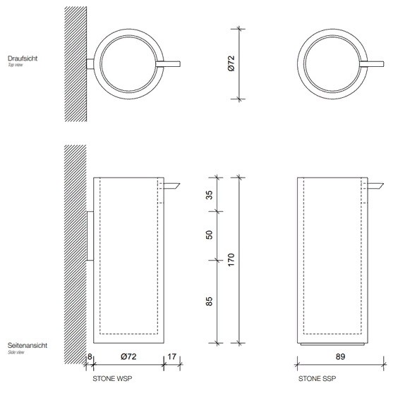 Дозатор жидкого мыла настольный  DECOR WALTHER  STONE SSP  0972365  17 X Ø 7 X 9,5 см, 200 мл, из композита Solid Surface, цвет черный/сталь матовая