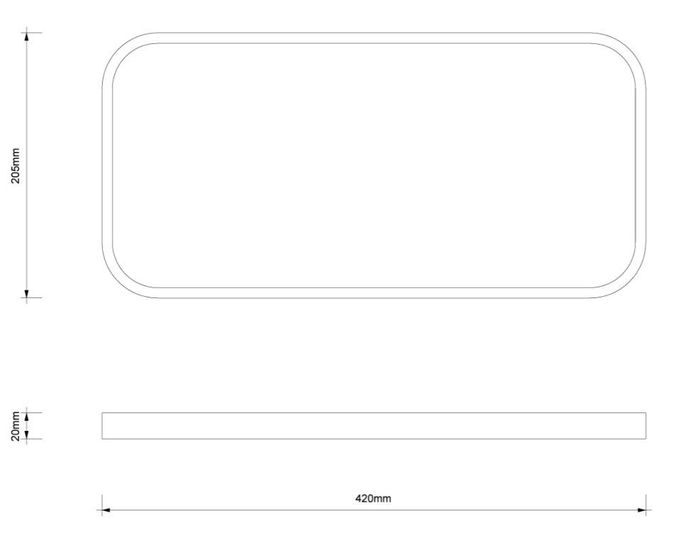 Лоток универсальный большой DECOR WALTHER  STONE TAB L   0975860   2 X 42 X 20,5 см, композит Solid Surface, черный матовый