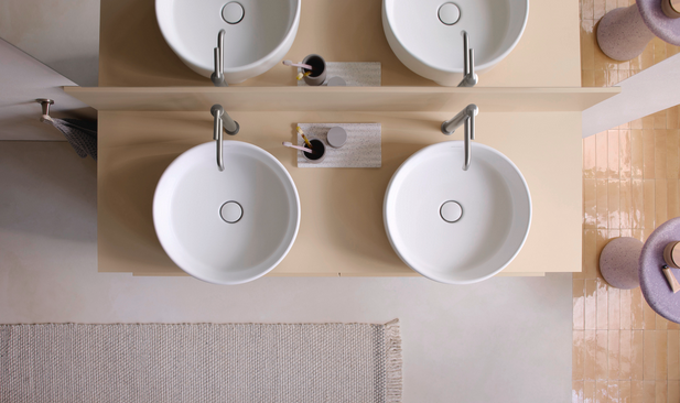 Раковина накладная DURAVIT Balcoon 240945AC79 450 мм, с покрытием DuraShield, без отверстия под смеситель, без перелива, с донным клапаном, цвет Белый сатин матовый
