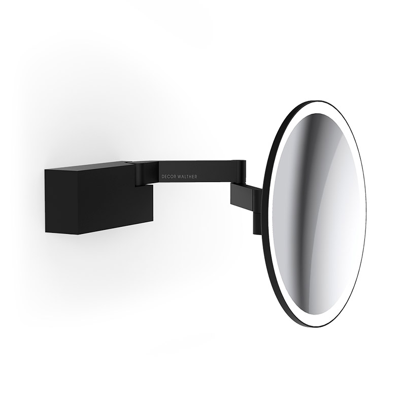 Косметическое зеркало настенное с подсветкой DECOR WALTHER   VISION R 5X    0123160   Ø 20,5(18)  см, увеличение 5х, функция памяти, цвет  черный матовый