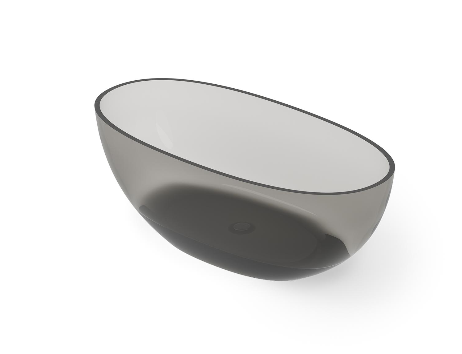 Ванна отдельностоящая DEA DESIGN  Nature    DD8628 1650 R4    165x80х58 см, материал Glasstech, сифон и д/клапан хром, цвет дымчато-черный  Smoky Black R4