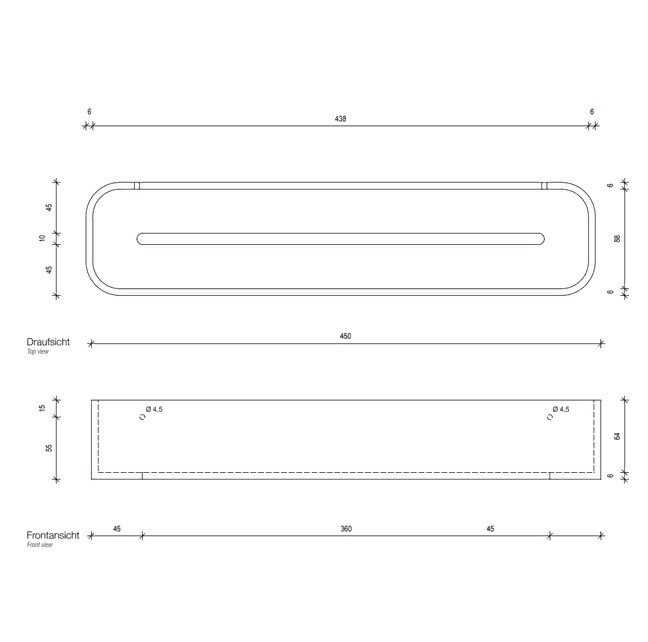 Душевая полочка-контейнер DECOR WALTHER  STONE DCT30   0973964,  7 X 45 X 10 см, искусственный камень Solid Surface, цвет черный матовый/хром