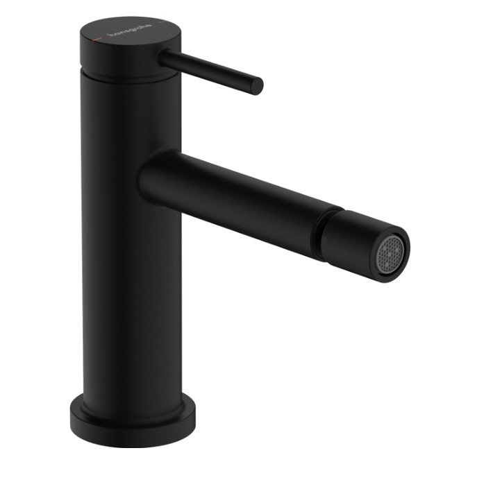 Однорычажный смеситель для биде Hansgrohe Tecturis S 73201670 со сливным гарнитуром, цвет Чёрный матовый