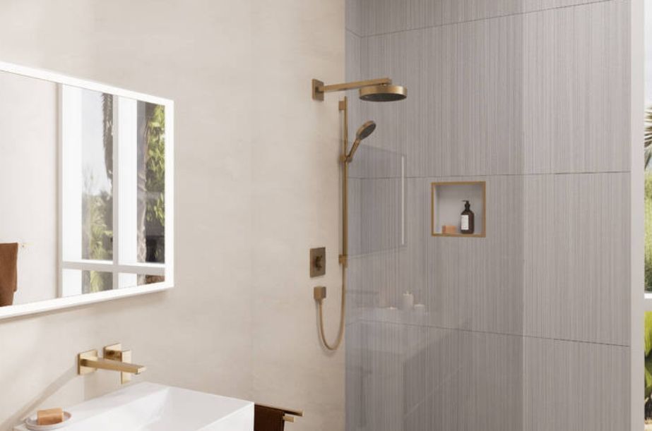 Верхний душ круглый потолочный HANSGROHE Rainfinity 26229990 250, 1jet, с EcoSmart, цвет Полированное золото