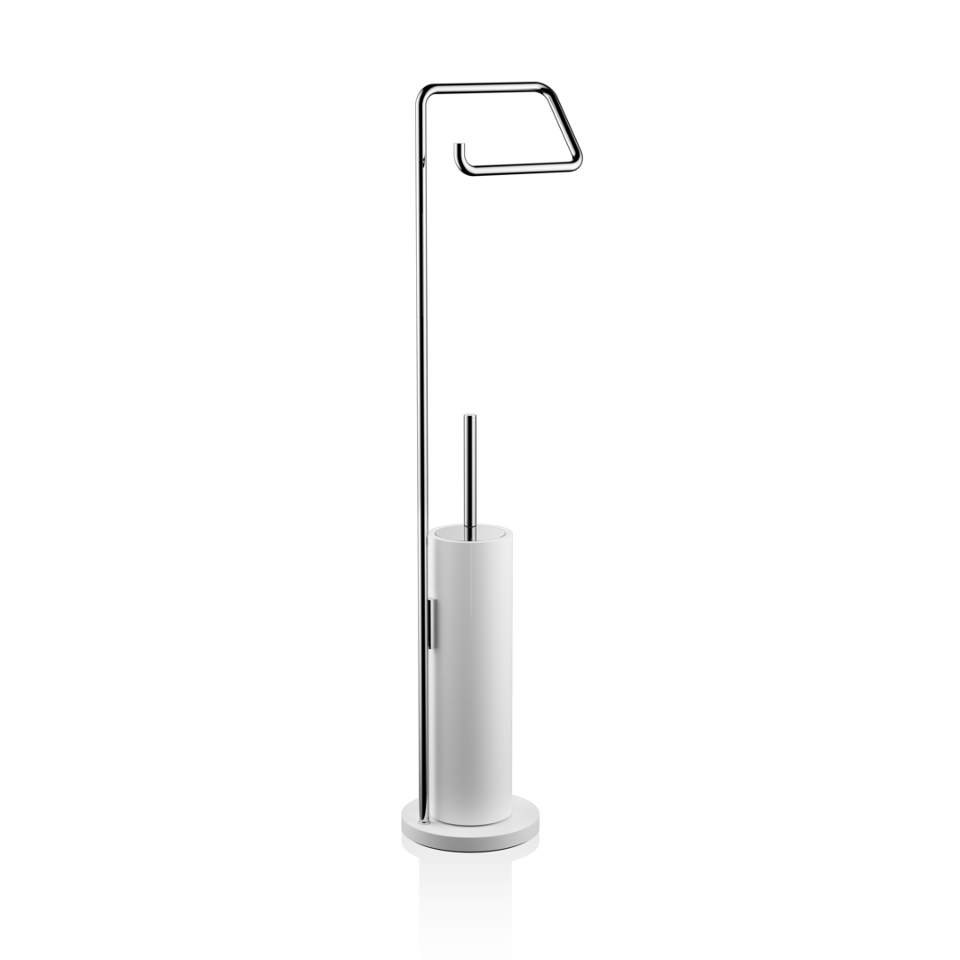 Стойка напольная с ершиком, держателем туалетной бумаги  DECOR WALTHER  STONE SBK    0973554   150х140х755 мм, белый матовый/хром