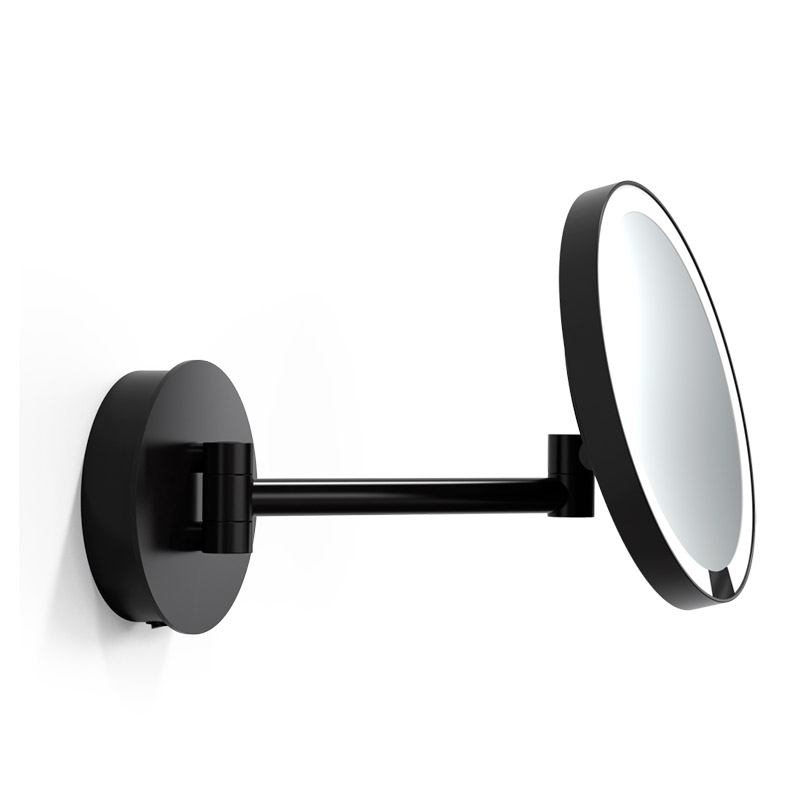 Косметическое зеркало настенное DECOR WALTHER  JUST LOOK PLUS WR 5X   0125660, с подсветкой LED, увеличение 5X, сенсор, аккумулятор, датчик движения, цвет  черный матовый