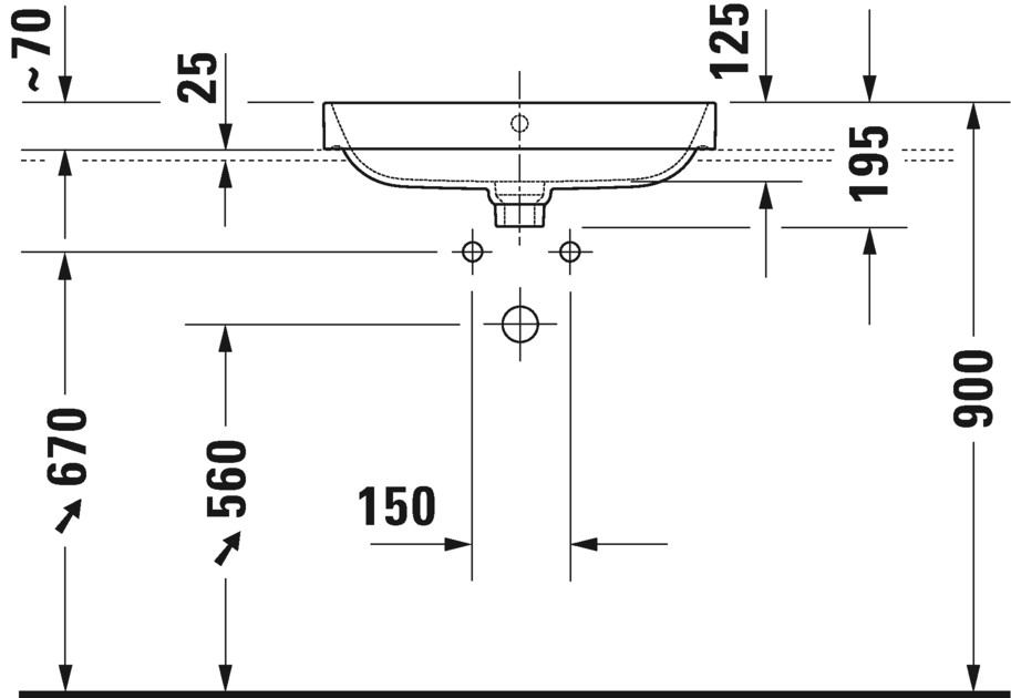 Раковина встраиваемая сверху Duravit Happy D.2 2360600000 600 мм х 460 мм, с переливом, с креплением, белая