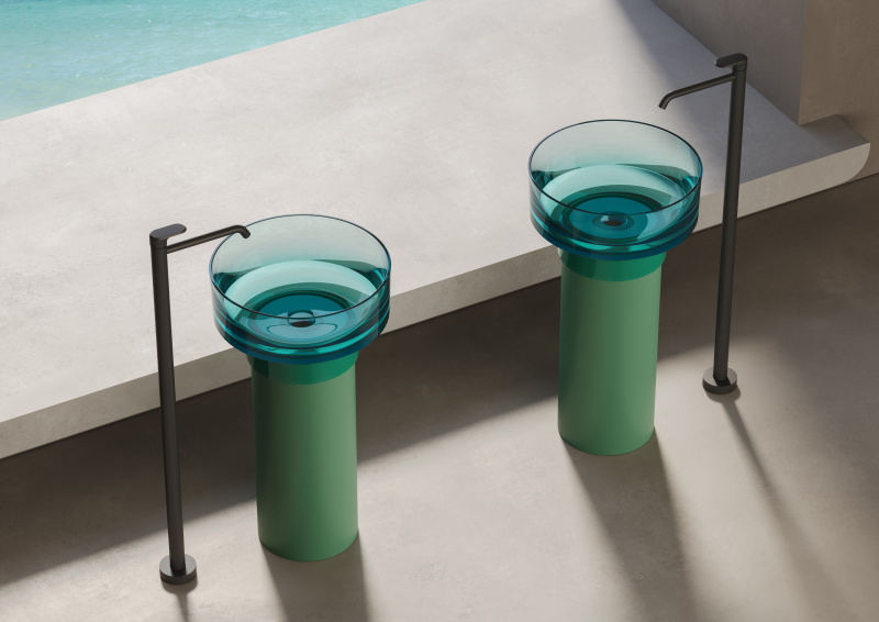 Раковина напольная из полимера и композита DEA DESIGN Pedestal Basin DD2023 480 R5 5 480 мм х 480 мм х 900 мм, цвет Pomegranat R5/Graphite№5