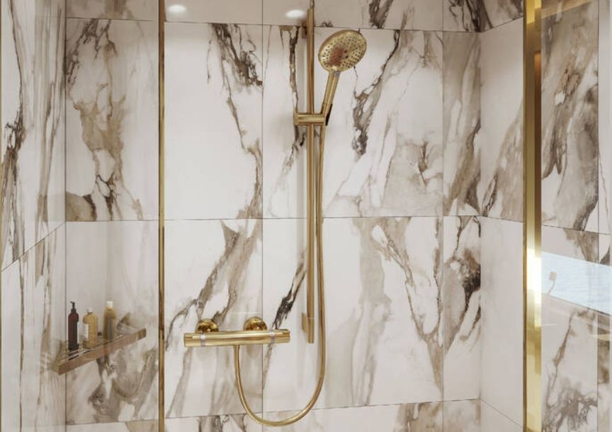 Термостат для душа Hansgrohe Ecostat Comfort 13116990 цвет Полированное золото