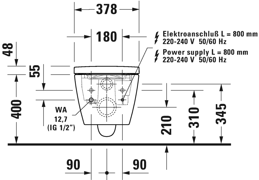 Комплект: унитаз + крышка DURAVIT SensoWash Starck F Plus Set 650000012004320 Цвет белый