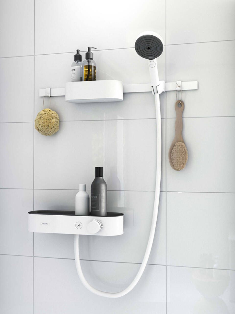 Штанга для коепления аксессуаров HANSGROHE WallStoris 27902700 500 мм, цвет Чёрный матовый