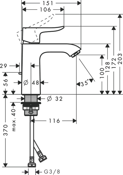 Смеситель для раковины Hansgrohe Metris 31080000 Хром