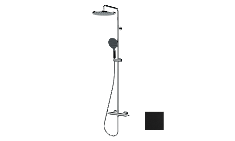 Душевая колонна BOSSINI Apice L10505.073 с термостатом, верхним душем, ручным душем, держателем и шлангом, чёрный матовый