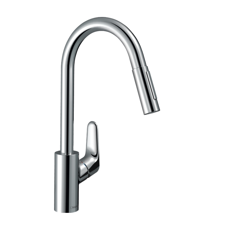 Однорычажный кухонный смеситель с вытяжным душем 2jet HANSGROHE Focus M41 31833000 240 мм, с EcoSmart, цвет Хром