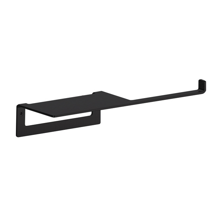 Держатель туалетной бумаги с полочкой ALMAR Showers Accessories E317000.MB нержавеющая сталь, цвет Чёрный матовый