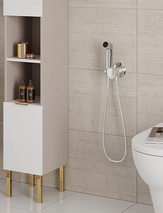 Гигиенический комплект HANSGROHE Bidette S 1 jet 29232340 со шлангом и держателем, цвет Шлифованный чёрный хром