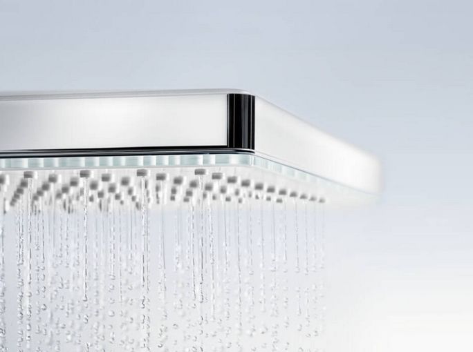 Верхний душ с потолочным держателем Hansgrohe Rainmaker Select 460 1jet 4014400 с EcoSmart, Хром/Белый