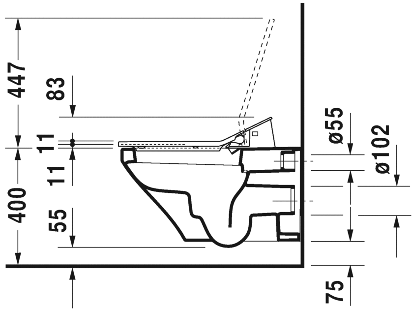 Унитаз подвесной Duravit DuraStyle 2537590000 с вертикальным смывом, для SensoWash, белый