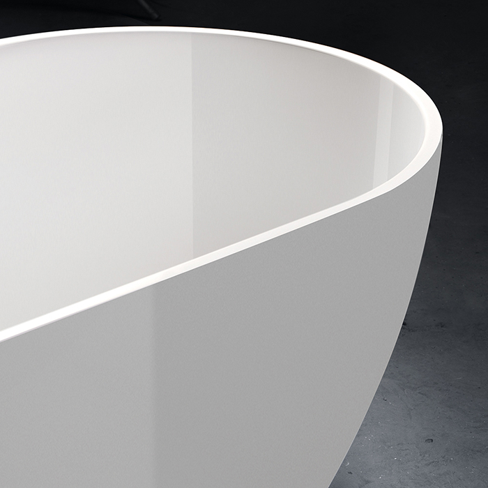 Ванна отдельностоящая TREESSE CLIVIA V446BL 750 мм х 1600 мм, из композита Solid Surface, белый глянцевый