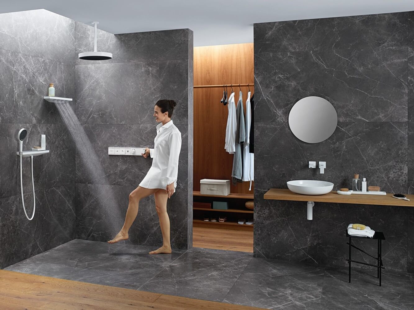 Боковой душ Hansgrohe Rainfinity 500 1jet 26243700 с полкой, белый матовый