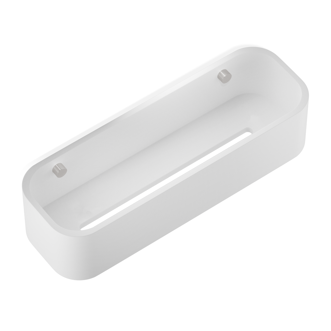 Душевая полочка-контейнер DECOR WALTHER  STONE DCT30   0973855   7 X 30 X 10 см, искусственный камень Solid Surface, цвет белый матовый/сталь матовая
