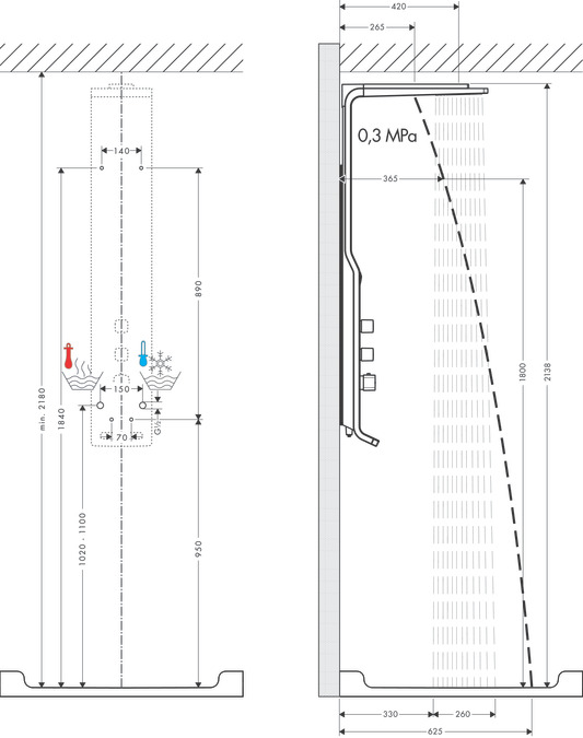 Душевая панель Hansgrohe Raindance Lift 27008400 белый/хром
