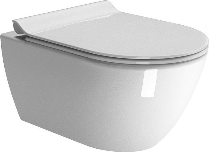 Унитаз подвесной безободковый GSI PURA 8816FR511 500 мм х 360 мм, с Swirlflush 2.0, с крепежом, цвет Белый глянцевый (старый артикул 881611 / 8816FR211)