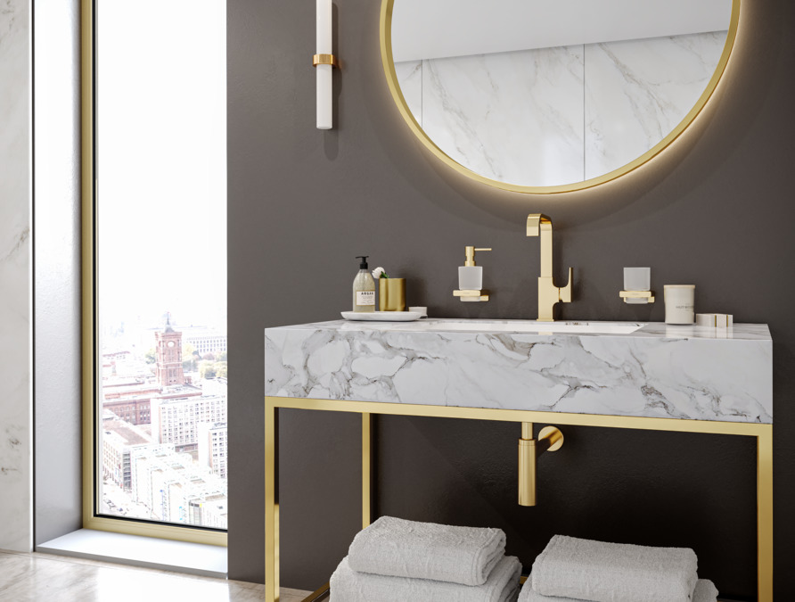 Дозатор для жидкого мыла HANSGROHE AddStoris 41745140 Шлифованная бронза