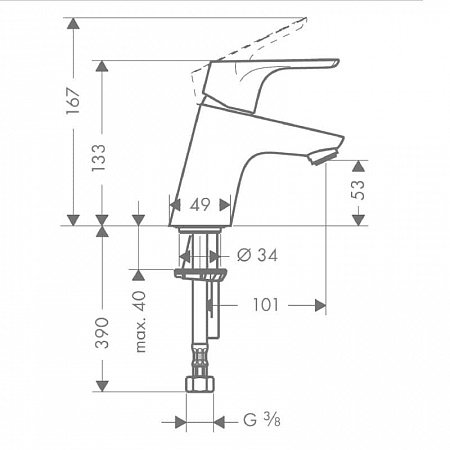 Смеситель для раковины с донным клапаном Hansgrohe Focus 31604000 Хром