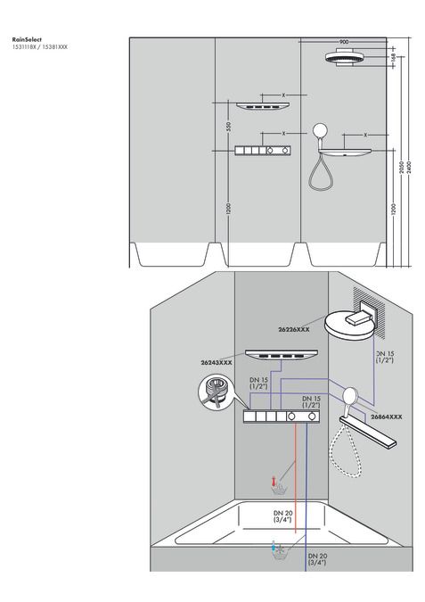 Термостат для душа Hansgrohe RainSelect 15381000 3 потребителя хром
