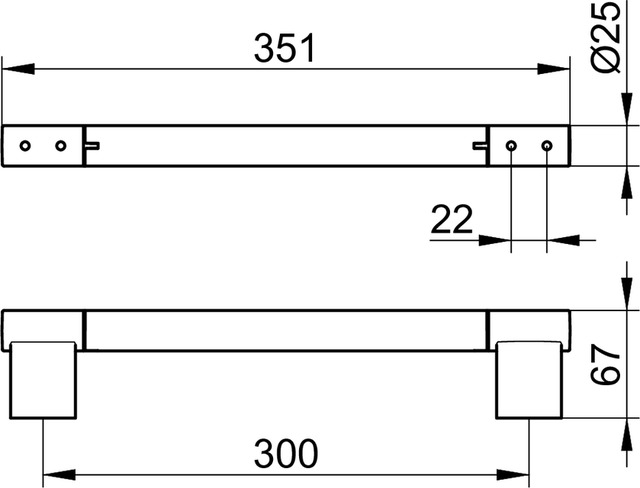 Поручень 300 мм KEUCO PLAN 14907 170000 Алюминий анодированный/Хром