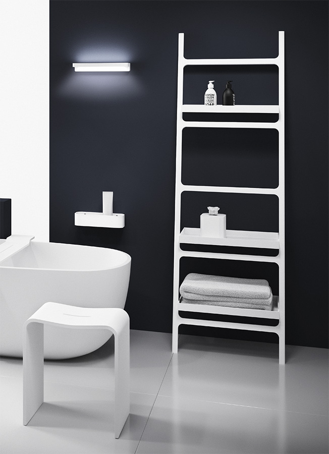 Табурет для душевой  DECOR WALTHER  STONE STOOL    0974750   46x40x28 см    из композита Solid Surface, цвет белый матовый