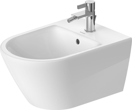 Подвесное биде Duravit D-Neo 2294150000 370 мм х 540 мм, c отверстием под смеситель, с переливом, с креплением Durafix, белое