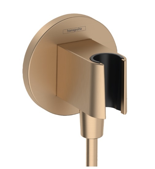 Шланговое подсоединение круглой формы HANSGROHE FixFit E 26888140 с держателем лейки, цвет Шлифованная бронза