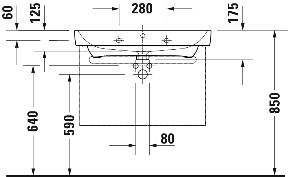 Раковина встраиваемая сверху/подвесная DURAVIT Duravit No.1 23758000002 460 мм х 800 мм, с переливом, с отверстием под смеситель, белая