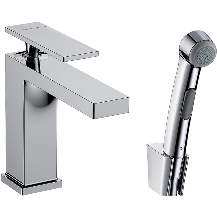 Однорычажный смеситель для раковины Hansgrohe Tecturis E 73210000 с гигиеническим душем, шлангом 1600 мм, цвет Хром