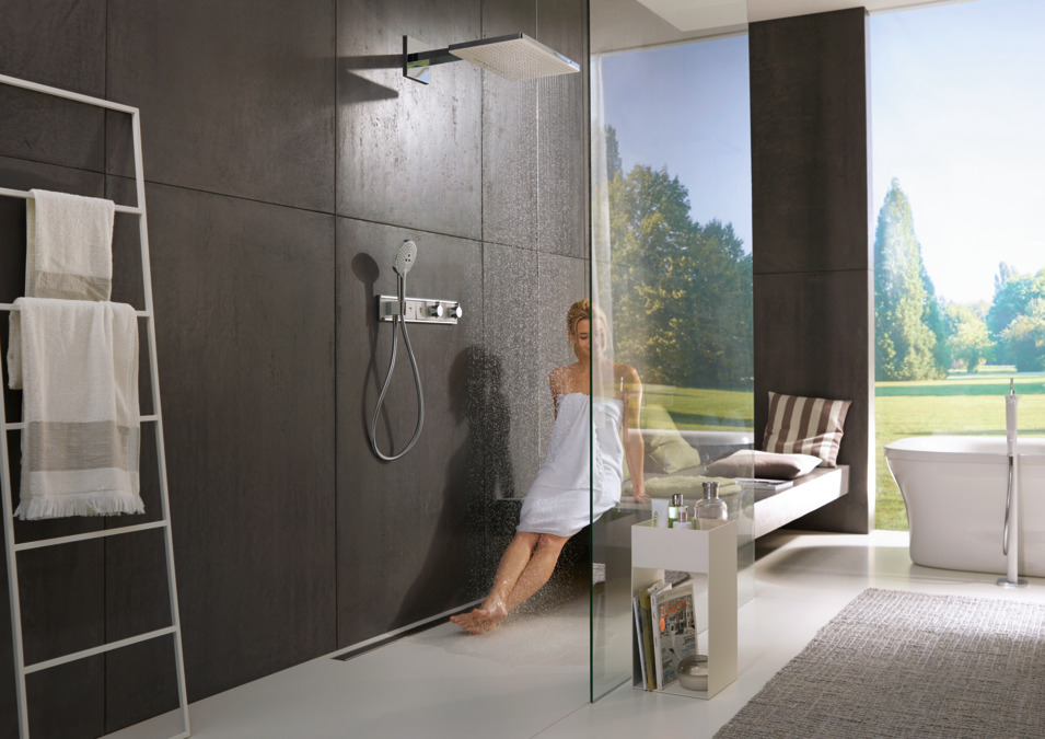 Смеситель для душа с термостатом Hansgrohe RainSelect 15357400 белый, хром