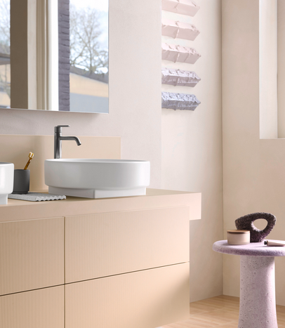 Раковина накладная DURAVIT Balcoon 240945AC79 450 мм, с покрытием DuraShield, без отверстия под смеситель, без перелива, с донным клапаном, цвет Белый сатин матовый