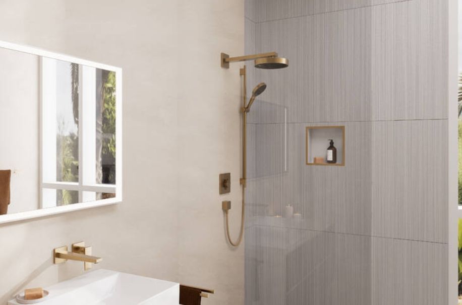 Настенный держатель для верхнего душа HANSGROHE Square 27694990 390 мм, цвет Полированное золото