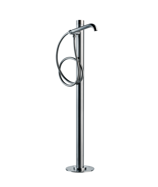 Однорычажный напольный смеситель для ванны Hansgrohe NOBU/INOX INL001.075 из нержавеющей стали, цвет Матовая нержавеющая сталь