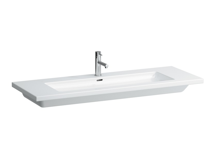 Раковина столешница двойная  Laufen  Living Square 8.1643.6.000.104.1  130 см, накладная, с отверстием для смесителя, с переливом.