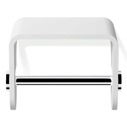 Держатель туалетной бумаги, подвесной, с полочкой DECOR WALTHER  Stone TPH 4    0974554    10 X 13 X 10 см, композит Solid Surface,  цвет: белый / хром