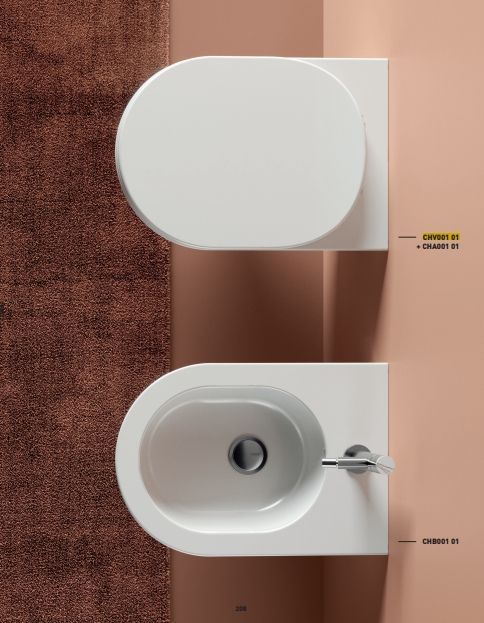 Биде повдесное ARTCERAM CHIC CHB001 01 00 530 мм х 380 мм, с отверстием под смеситель, с переливом, с креплением, белый глянцевый