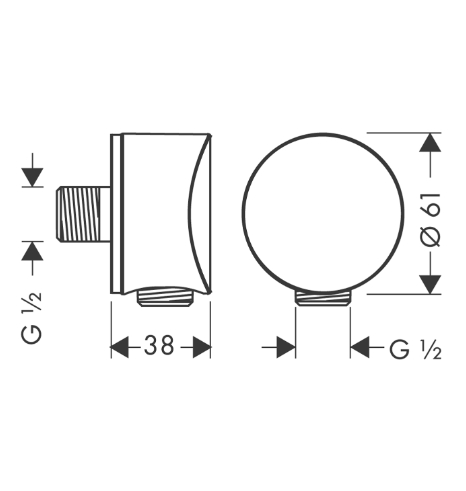 Шланговое подсоединение HANSGROHE FixFit S 26453140 с клапаном обратного тока, цвет Шлифованная бронза