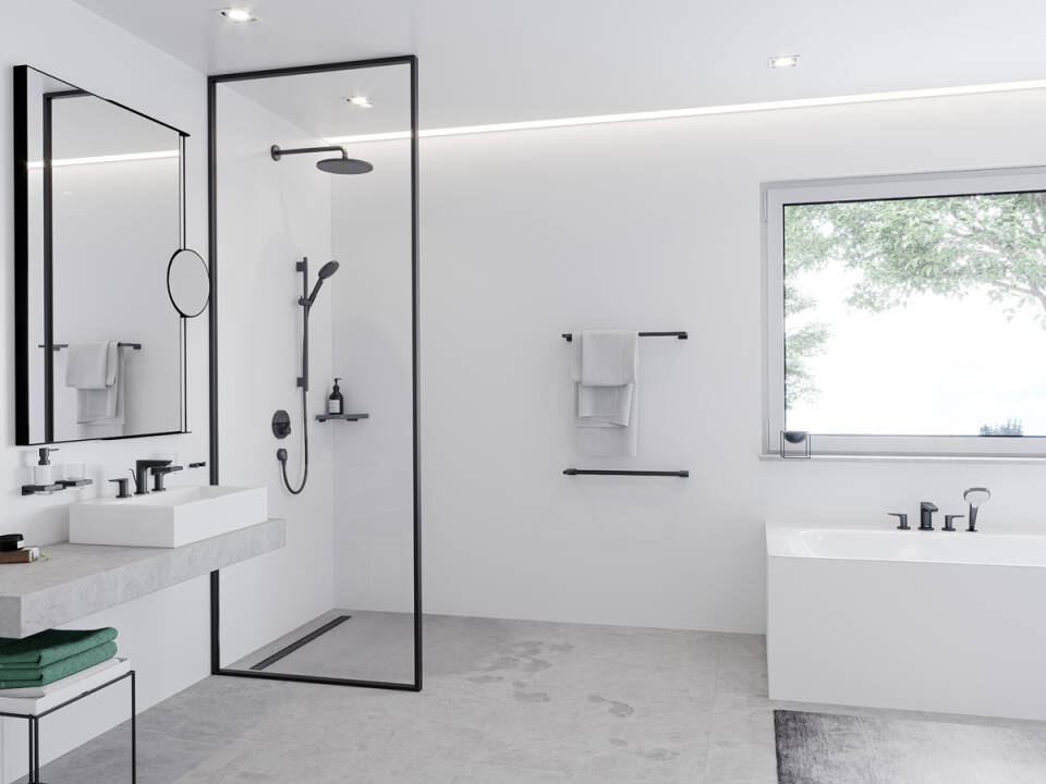 Душевой гарнитур Hansgrohe Croma Select S Vario 26563400 со штангой, ручным душем и шлангом, с EcoSmart, цвет Белый/Хром