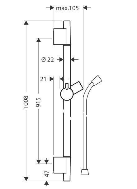 Штанга для душа 90 см Hansgrohe Unica S Puro 28631140  Шлифованная бронза