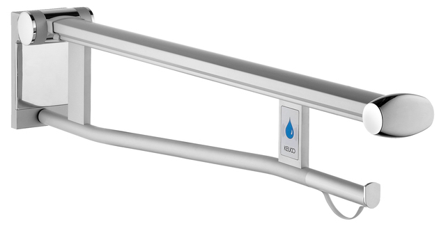 Настенный поручень для туалета KEUCO Plan Care 34903 011851 откидывается наверх, с ограничением хода, исполнение справа, хром/белый