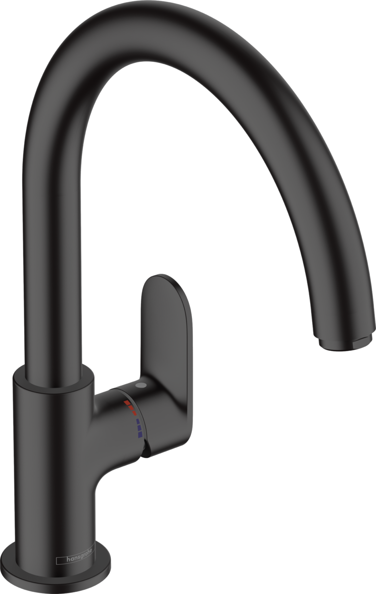 Смеситель для кухни однорычажный HANSGROHE Vernis Blend M35 71870670 260 мм, c поворотным изливом, матовый чёрный