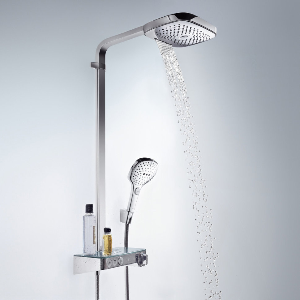 Душевой комплект Hansgrohe Raindance Select E 300 2jet ST Showerpipe EcoSmart 27283400 белый/хром